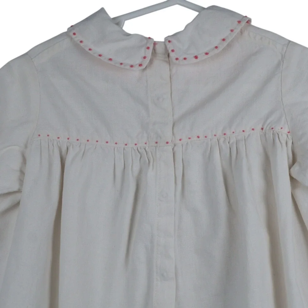 Handmade Antique Cotton Jumpsuit Applique‎ Kitten Pocket Romper Girls Outfit